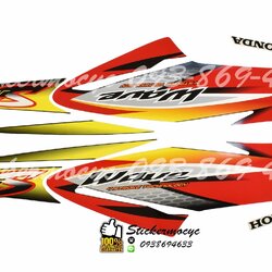 Sticker 3M HONDA Wave 125 S ปี 2003 รุ่น 3 ติดรถสี แดง (เคลือบเงา) สติ๊กเกอร์ 3 M แท้ สติ๊กเกอร์ติดมอไซค์ ฮอนด้า เวฟ