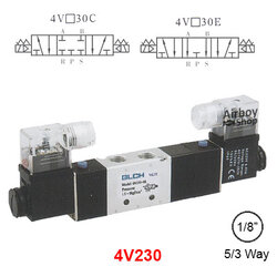 โซลินอยด์วาล์ว รุ่น 4V230-06C(Port1/8") 5/3 Double Coil