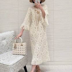 เดรสถักโครเชร ลายสวยมาก เรียบหรูดูไฮ งานสวยไฮเอ็น