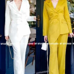 TAG : BT studio DETAIL : เซท 2 ชิ้น เสื้อเบเซอร์แขนยาวคอปก แต่งกระดุมเฉียงข้างเล็กน้อย แต่งจับจีบช่วงกระดุม ปลายชายข้างนึงแต่งปลายเฉียงยาวกว่าอีกข้าง มาพร้อมกางเกงขายาวเอวสูง กระเป๋าใช้งานได้จริง เนื้อผ้าสวย คัตติ๊ง premium quality