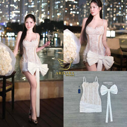 มินิเดรส มาพร้อมเข็มกลัดโบว์ สามารถถอดออกได้ มีฟองน้ำเสริมทรง ซิปด้านหลัง ซับในทั้งชุด #ป้ายarisara #ArisaraBrand #ชุดใส่เที่ยว #ชุดเดรส #งานป้าย #cropbrand