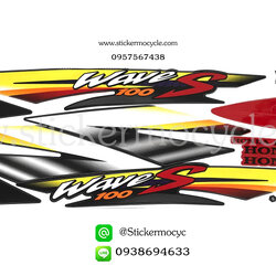 Sticker HONDA WAVE 100S ปี2003 ติดรถสีแดง (เคลือบเงาแท้) สติ๊กเกอร์ ติดรถมอเตอร์ไซค์ ฮอนด้า เวฟ ร้อยเอส