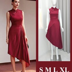 ☑️เดรสเสื้อแขนกุด คอจีนสไตล์กี่เพ้า กระโปรงบาน อัดพลีทแต่งผ้าเฉลียง ☑️ทำจากผ้าคอตตอนโพลี เนื้อเรียบ ใส่สบาย ใส่เก็บทรงสวย ☑️มีซิปซ่อนและซับในเต็มตัว