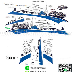 Sticker YAMAHA Fino ปี 2012 รุ่น 19 ติดรถสี ขาว มุก น้ำเงิน(เคลือบเงาแท้) สติ๊กเกอร์ ติดรถมอเตอร์ไซค์ ยามาฮ่า ฟีโน่
