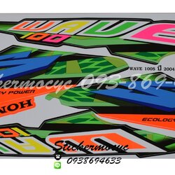 Sticker HONDA WAVE 100S ปี2004 รุ่น5 (ลายแต่ง) ติดรถสีส้ม (เคลือบเงาแท้) สติ๊กเกอร์ ติดรถมอเตอร์ไซค์ ฮอนด้า เวฟ ร้อยเอส