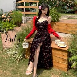 Tag:LAILA Deta:Setเสื้อคลุม+เดรสยาว เดรสยาวทรงสายเดี่ยว งานแต่งทรงช่วงอกตีเกร็ดสวยๆ พิมพ์ลายดอกไม้ทั้งตัวงายสีพรางหุ่นดีมากค่าา แอบเก๋ด้วยการแต่งผ่าหน้าขาสวยสวย