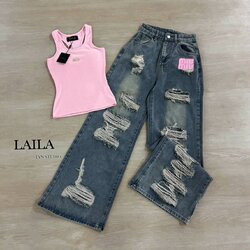 Tag: LAILA Detail:setเสื้อ+กางเกง เสื้อทรงแขนกุดแต่งเว้าแขนเสริมทรงช่วงอกอย่างดีทรงสวยเข้ารูปพร้อมเข็มกลัดmmาชมพู มาพร้อมกางเกงยีนส์ขายาวสียีนส์อย่างสวย ผ้าสวยมีน้ำหนัก ทรงกระบอกแต่งขาดช่วงเข่าและขา สายคาเฟ่ห้ามพลาดน้า #bywila #เสื้อกล้าม #ชุดยีนส์ #เสื้อ