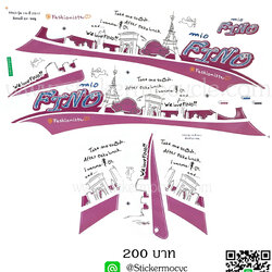 Sticker YAMAHA Fino ปี 2012 รุ่น 19 ติดรถสี ชมพู (เคลือบเงาแท้) สติ๊กเกอร์ ติดรถมอเตอร์ไซค์ ยามาฮ่า ฟีโน่