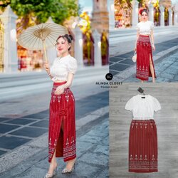 Tag : ❥𝐀𝐋𝐈𝐍𝐃𝐀 Code : #F08278 Detail : ชุดเซ็ทผ้าไทยประยุกต์เข้าใหม่ค่ะ ชุดนี้ตัวเสื้อเป็นเสื้อคอปกสีขาว กระดุมหน้า แขนสั้นจั๊มปลายแขน แต่งระบายผ้าลูกไม้ที่ชายเสื้อ เนื้อผ้าดีมากกก ทรงสวย ใส่สบายมากๆๆ 