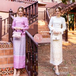 TAG : BT STUDIO DETAIL : ชุดเสื้อแขนยาวคอกลมช่วงคอแต่งเพชรเรียงกระจายเอวแต่งกุ้นขอบมุกเรียงแถวปลายชายแต่งระบายบานออกเล็กน้อย ซิปหลัง มาพร้อมกระโปรงผ้าถุงพิมพ์ลายประยุกต์งานสวยเนื้อผ้าดีคัตติ๊งสวยมีซับในค่ะ