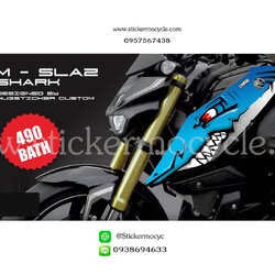 Sticker YAMAHA M Slaz 150 ลายฉลาม ติดรถสี ฟ้า สติ๊กเกอร์ เอ็มแสลช 3M แท้ เคลือบใส กันรอย