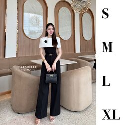 ซต4ชิ้นผ้าสูททูโทนเสื้อทรงคลุมไหล่ทรงสวยด้านหลังผ่าซิปแต่งเข็มกลัดดอกไม้ใส่เข้าในกางเกงขายาวทรงสวยตะเข็บหน้าใส่แล้วสูงผอมมาพร้อมเข็มขัดเข้าชุดสีเดียวกันมีซับในอัดกาวผ้าดีมากๆ