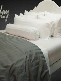 set ผ้าปูที่นอนเกรดโรงแรมขนาด 6 ฟุต 7 ชิ้น (กรุณาเลือกสี)