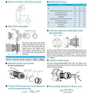 WATERPROOF PUSH BUTTON SWITCHED, ILLUMINATED PUSH BUTTON SWITCHES, SELECTOR SWITCHES PILOT LAMPS CONTROL STATION IP65 รุ่น T2 ∅22, ∅25, ∅30 mm สวิทซ์กด, ไพลอตแลมป์ บ๊อกชนิดกันน้ำ, สวิทซ์ลูกศร, สวิทซ์พร้อมแลมป์