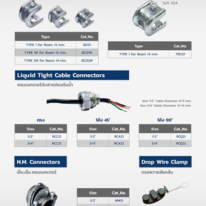ฟันจระเข้,ฟันจระเข้สแตนเลส,คอนเนคเตอร์จับสายอ่อนกันน้ำ,เอ็น.เอ็ม.คอนเนคเตอร์,ดรอพวายส์แคล้ม