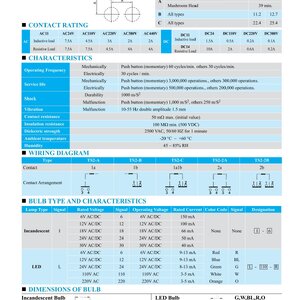 Push Button Switches, Illuminated Push Button Switches Selector SW สวิทซ์กด, สวิทซ์พร้อมแลมป์, สวิทซ์ลูกศร รุ่นประหยัด รุ่น TS2 ∅22 และ ∅25 mm