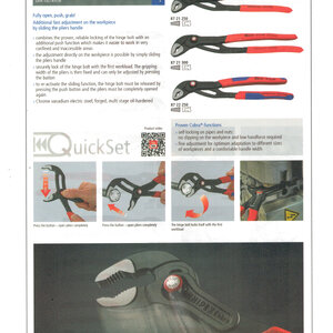 KNIPEX COBRA QUIKSET HIGHTECH WATER PUMP PLIERS DIN ISO 8976