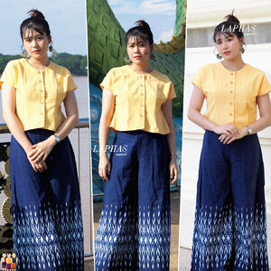 เสื้อแขนล้ำ [มีสีให้เลือก] ผ้าฝ้ายฝอกนุ่ม 100% กระดุมหน้าน่ารัก เสื้อผ้าฝ้ายคอกลม LOOM Women Clothing