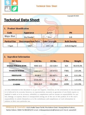 TDS OR MSDS(SDS)Maya Blue สีฟ้านาวี / fluorescent pigment