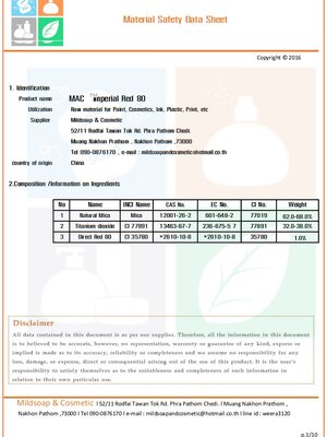 MSDS : Imperial red mica