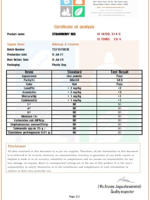 COA-color : Carmoisine /Strawberry red/CI 14720